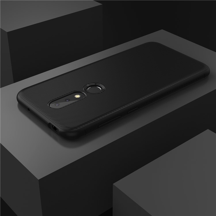 For Nokia X6 (2018) Carbon Fiber Texture TPU Back Mobile Cover - Black-3