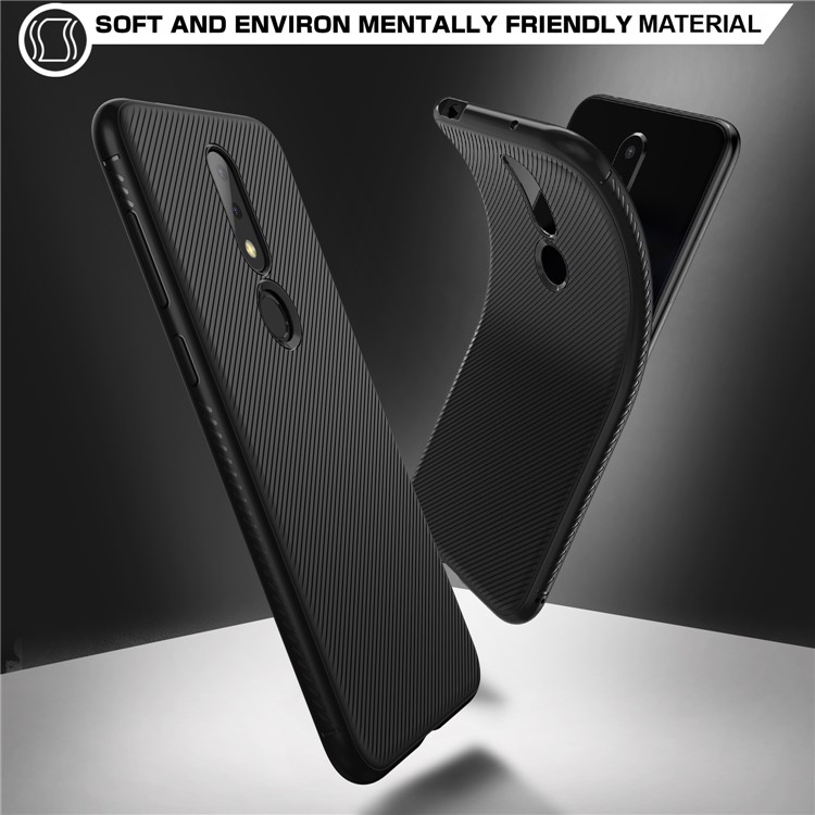 For Nokia X6 (2018) Carbon Fiber Texture TPU Back Mobile Cover - Black-4