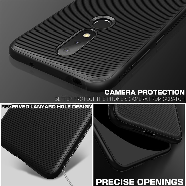 For Nokia X6 (2018) Carbon Fiber Texture TPU Back Mobile Cover - Black-5