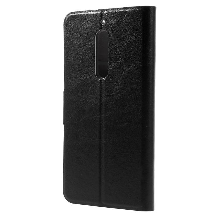 Crazy Horse PU Leather Card Holder Mobile Case for Nokia 5 Built-in Steel Sheet - Black-2