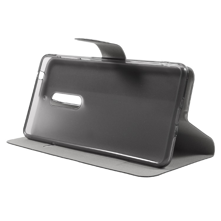 Crazy Horse PU Leather Card Holder Mobile Case for Nokia 5 Built-in Steel Sheet - Black-4