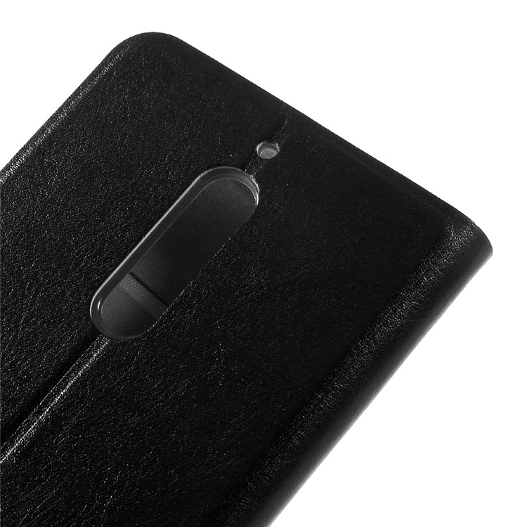 Crazy Horse PU Leather Card Holder Mobile Case for Nokia 5 Built-in Steel Sheet - Black-8