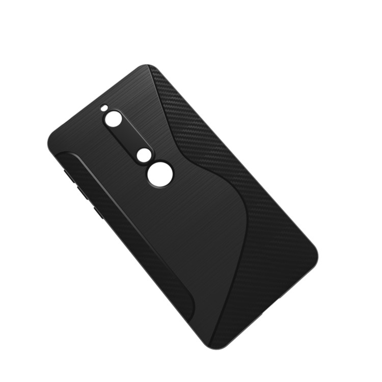 S Shape Carbon Fiber Texture Brushed TPU Back Case for Nokia 6 (2018) - Black-2