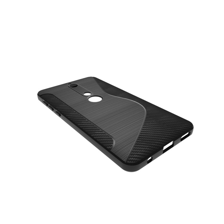 S Shape Carbon Fiber Texture Brushed TPU Back Case for Nokia 6 (2018) - Black-3