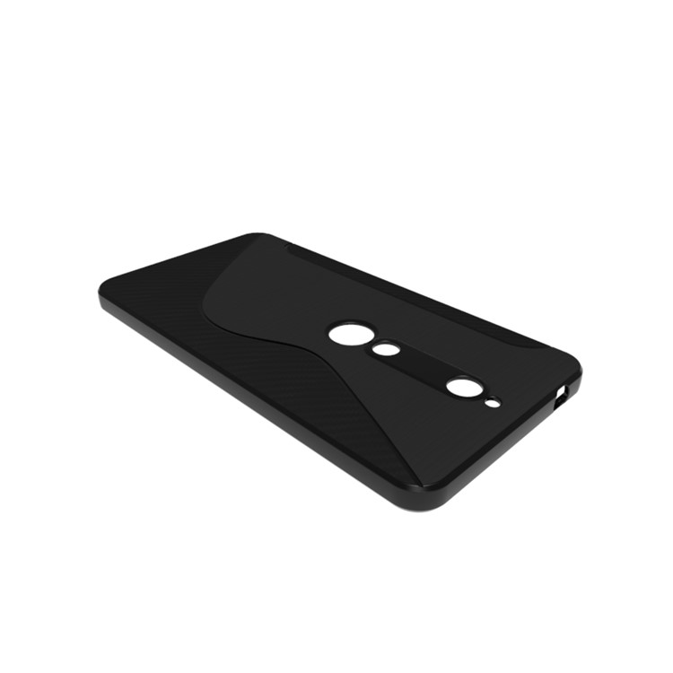 S Shape Carbon Fiber Texture Brushed TPU Back Case for Nokia 6 (2018) - Black-4