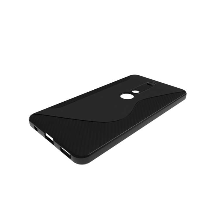 S Shape Carbon Fiber Texture Brushed TPU Back Case for Nokia 6 (2018) - Black-5
