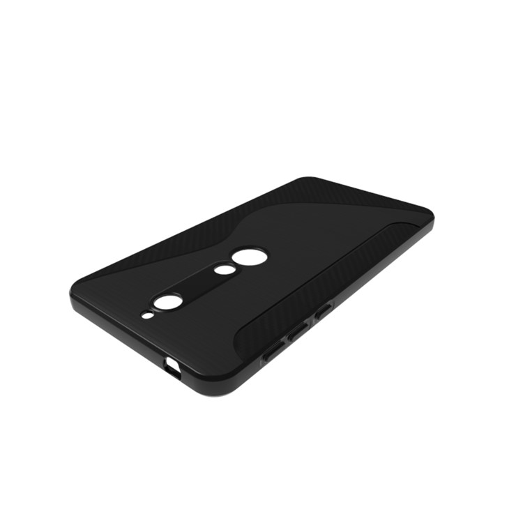 S Shape Carbon Fiber Texture Brushed TPU Back Case for Nokia 6 (2018) - Black-6