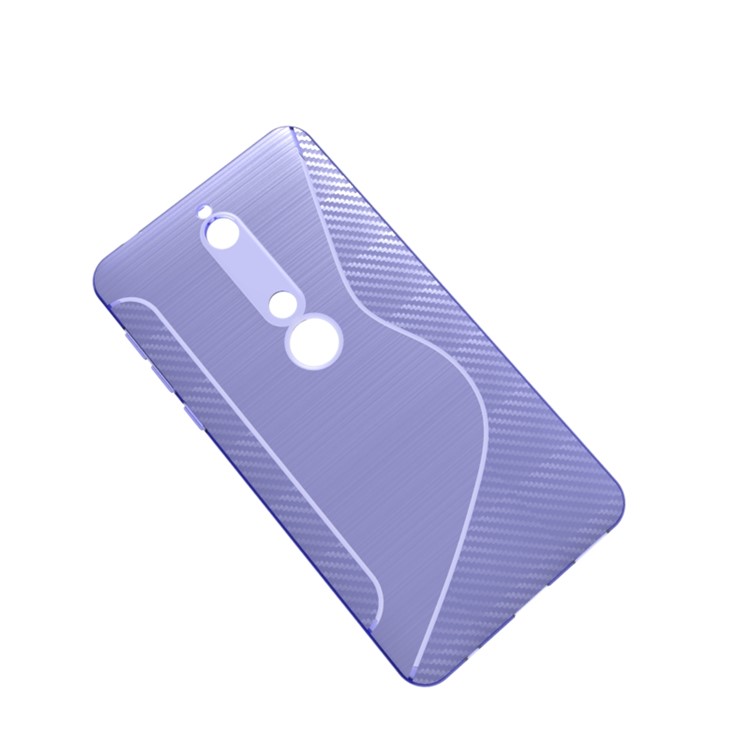 S Shape Carbon Fiber Texture Brushed TPU Case Accessory for Nokia 6 (2018) - Purple-2