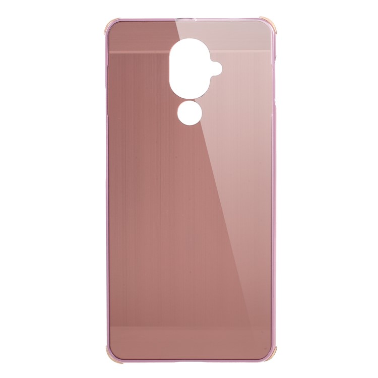 Slide-on Metal Bumper + Brushed PC Back Panel Plated Hybrid Case for Nokia 7 plus - Rose Gold-1