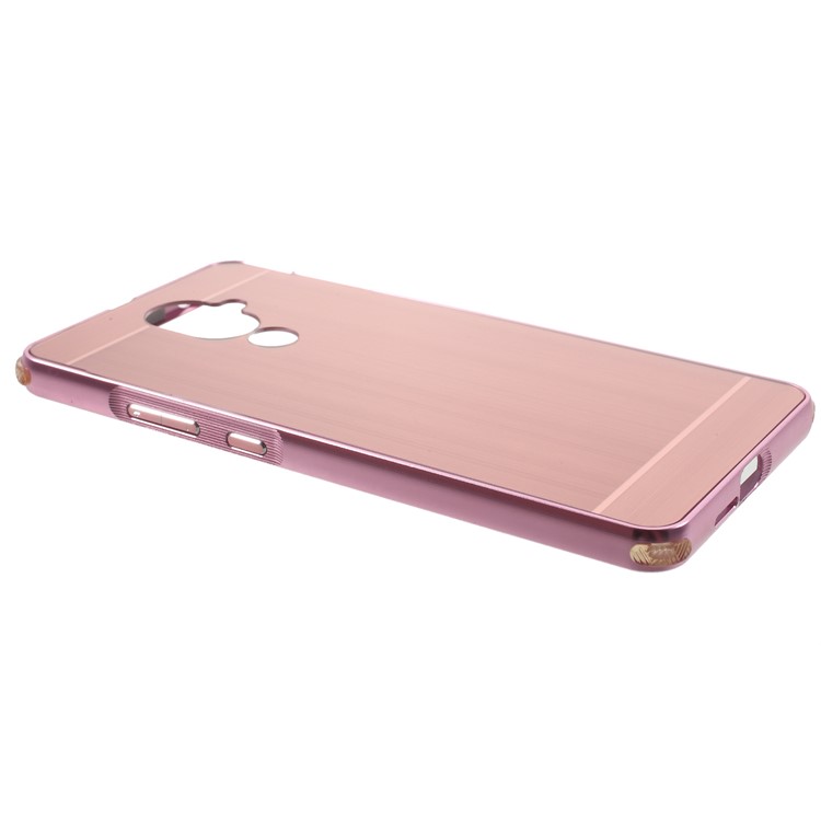 Slide-on Metal Bumper + Brushed PC Back Panel Plated Hybrid Case for Nokia 7 plus - Rose Gold-4