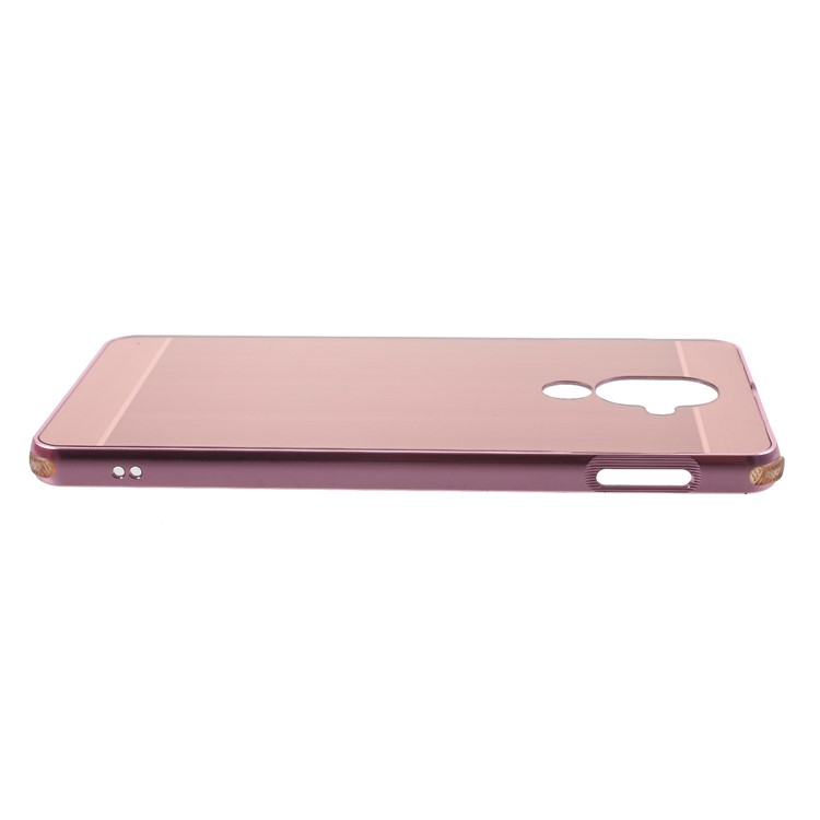 Slide-on Metal Bumper + Brushed PC Back Panel Plated Hybrid Case for Nokia 7 plus - Rose Gold-5