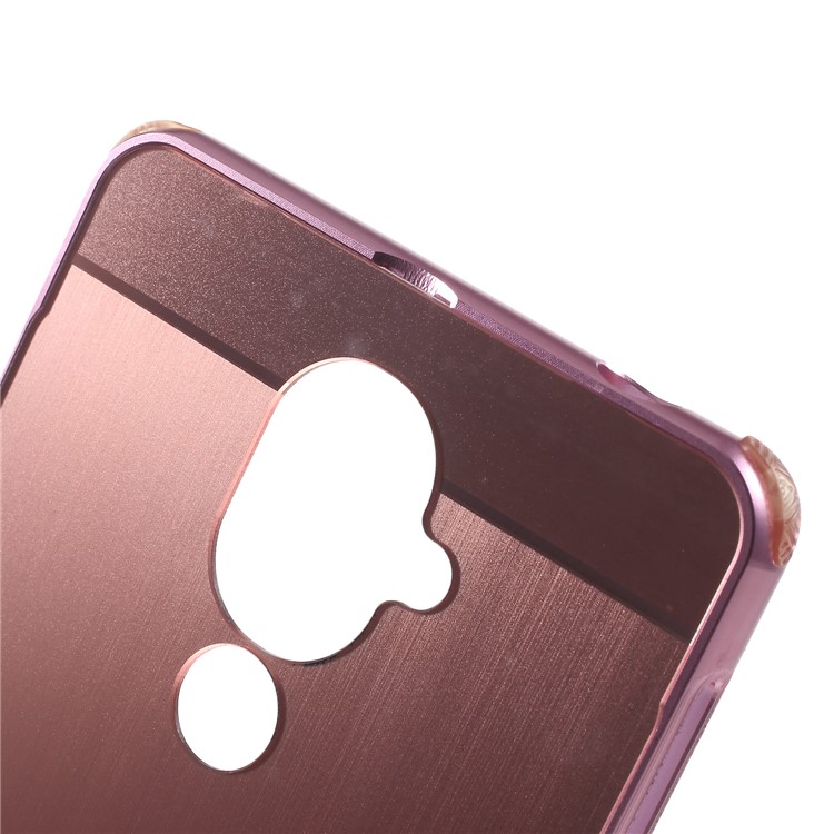 Slide-on Metal Bumper + Brushed PC Back Panel Plated Hybrid Case for Nokia 7 plus - Rose Gold-6