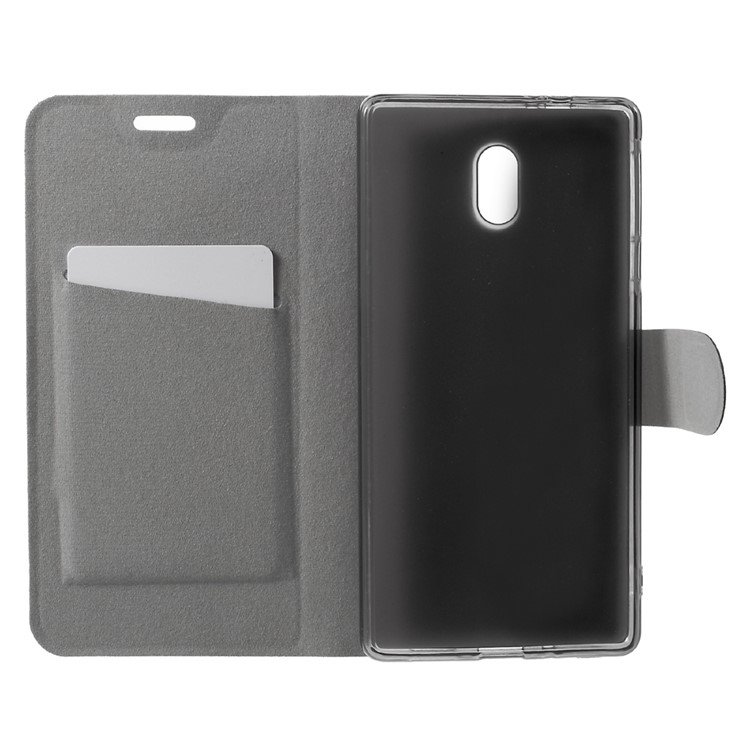 Crazy Horse PU Leather Card Slot Case with Stand for Nokia 3 Built-in Steel Sheet - Black-5