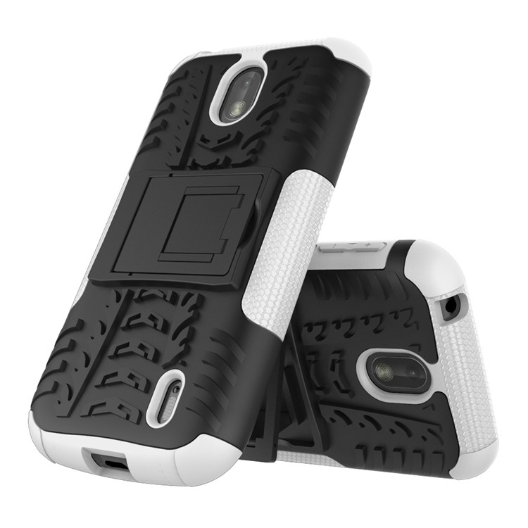 Anti-slip PC + TPU Hybrid Cover with Kickstand for Nokia 1 - White-2