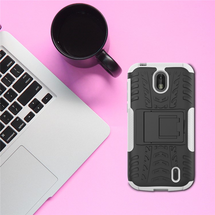 Anti-slip PC + TPU Hybrid Cover with Kickstand for Nokia 1 - White-3