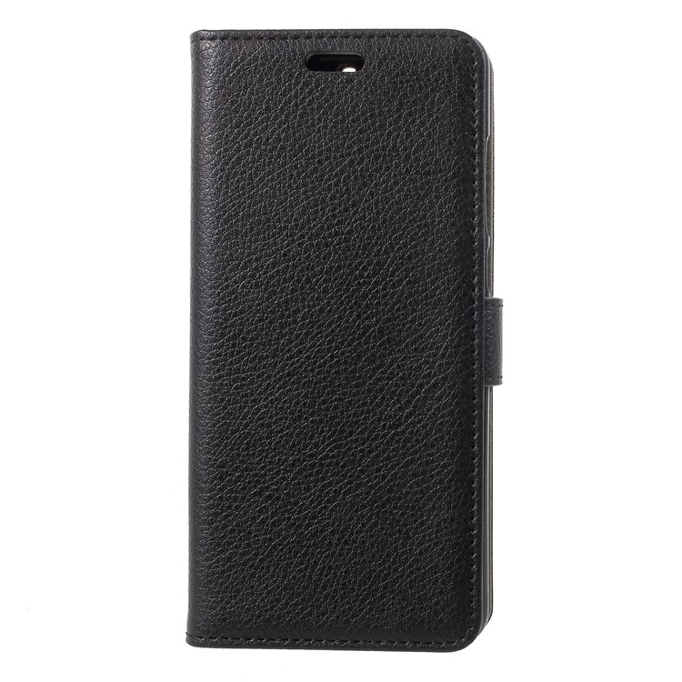 Litchi Skin Wallet Stand Leather Case Shell for Nokia 5.1 - Black-2