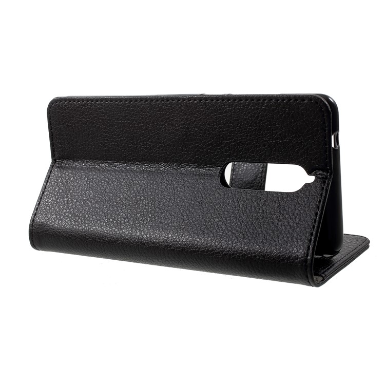 Litchi Skin Wallet Stand Leather Case Shell for Nokia 5.1 - Black-4