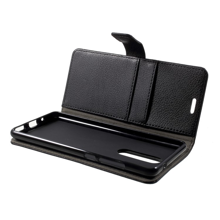 Litchi Skin Wallet Stand Leather Case Shell for Nokia 5.1 - Black-6