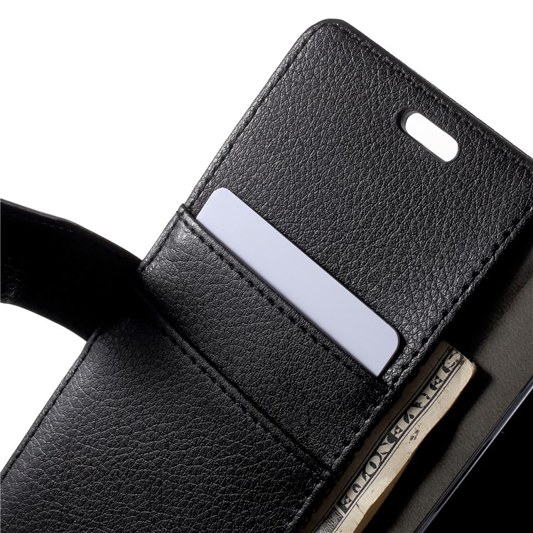 Litchi Skin Wallet Stand Leather Case Shell for Nokia 5.1 - Black-7
