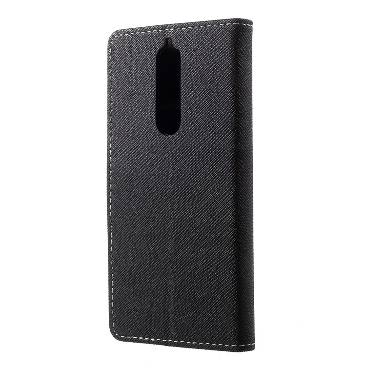 Cross Texture PU Leather Wallet Phone Case for Nokia 5.1 - Black-3