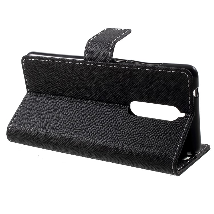 Cross Texture PU Leather Wallet Phone Case for Nokia 5.1 - Black-4