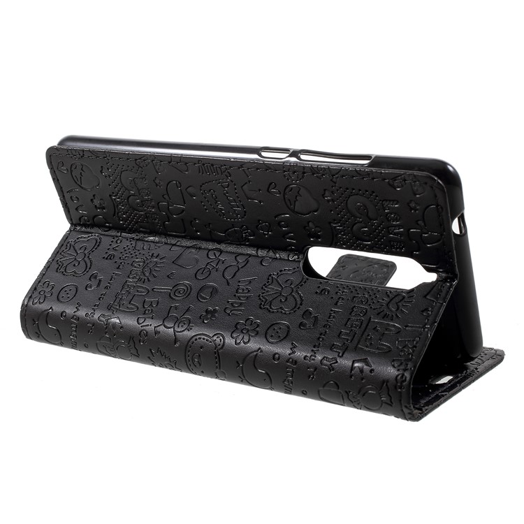 Cartoon Graffiti PU Leather Wallet Stand Shell for Nokia 5.1 - Black-4