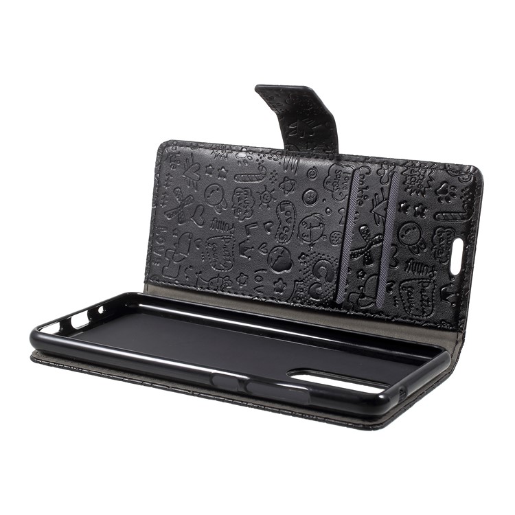 Cartoon Graffiti PU Leather Wallet Stand Shell for Nokia 5.1 - Black-6
