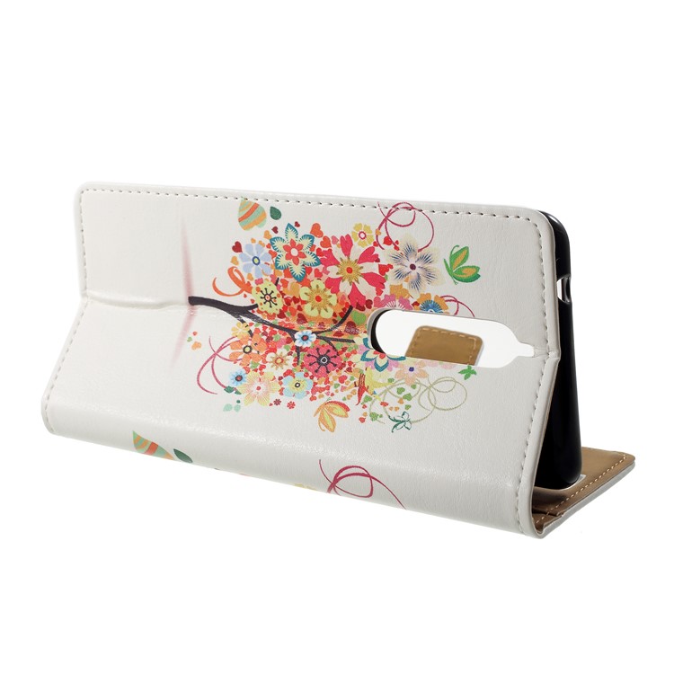 Pattern Printing Stand Leather Magnetic Case Shell for Nokia 5.1 - Colorful Flowers Tree-4