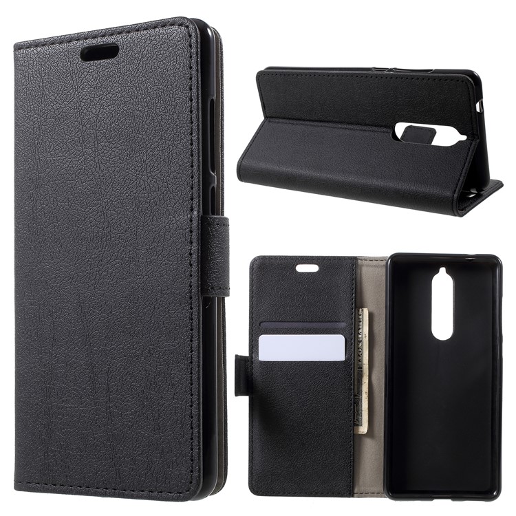 PU Leather Magnetic Wallet Mobile Phone Shell for Nokia 5.1 - Black-1