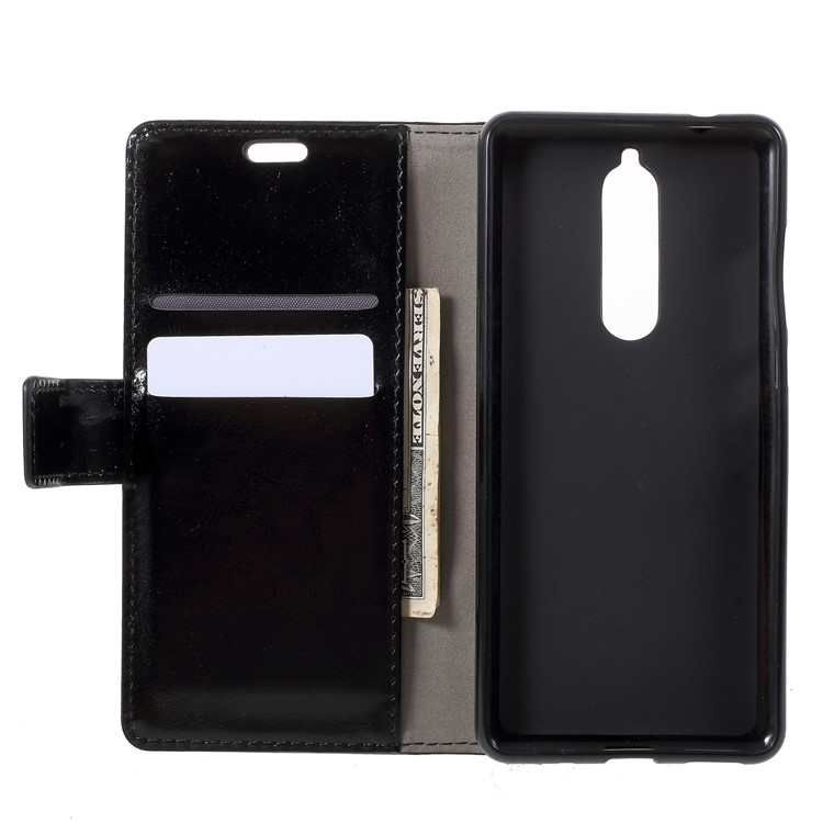 Crazy Horse Wallet Stand Leather Protection Phone Case for Nokia 5.1 - Black-5