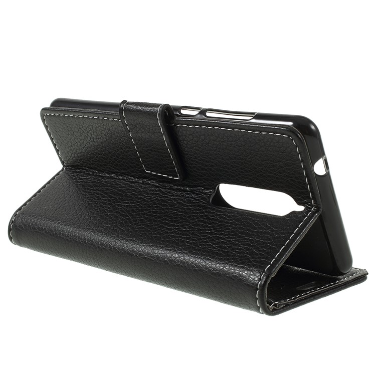 Litchi Skin PU Leather Protection Mobile Phone Shell for Nokia 5.1 - Black-5