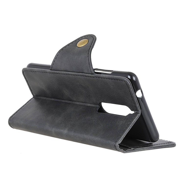 PU Leather Wallet Stand Mobile Phone Case for Nokia 5.1 - Black-8