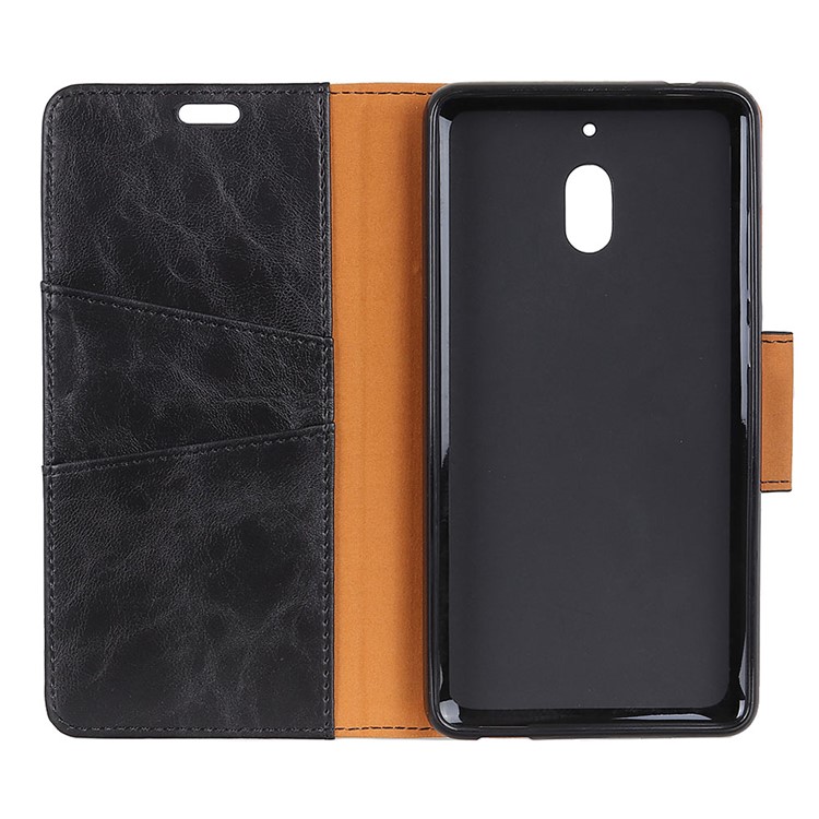For Nokia 2.1 Crazy Horse Texture Wallet Stand Split Leather Phone Case - Black-6