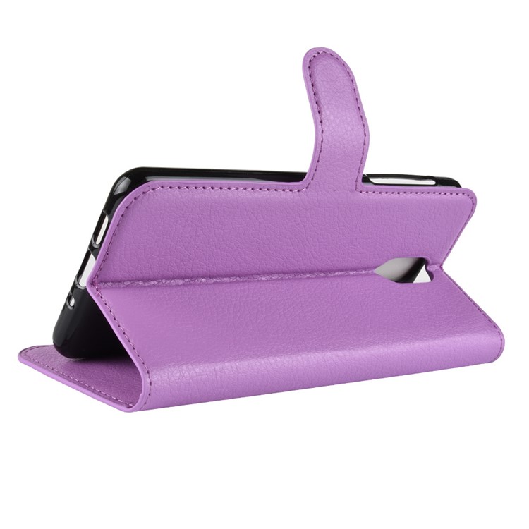 Litchi Skin PU Leather Shell with Card Holder for Nokia 3.1 - Purple-5