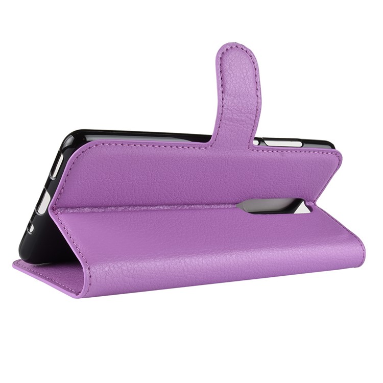 For Nokia 5.1 Litchi Skin Wallet Stand Leather Mobile Shell - Purple-5