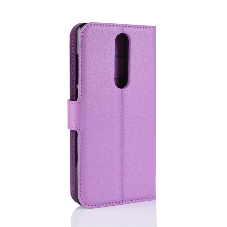 For Nokia 5.1 Litchi Skin Wallet Stand Leather Mobile Shell - Purple-6