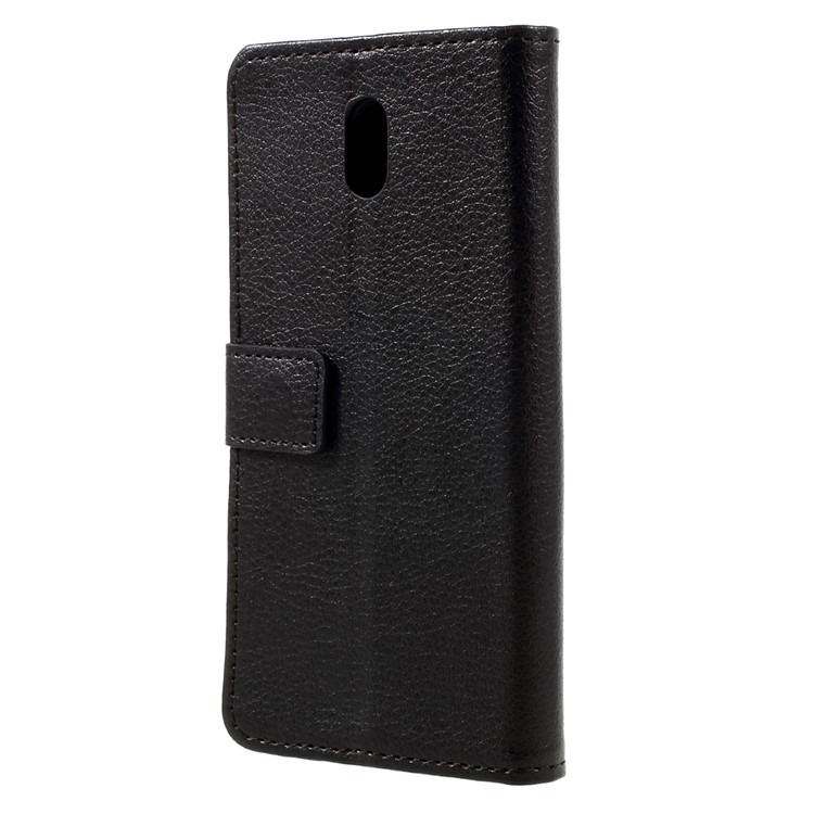 Lychee Texture Leather Wallet Stand Case Cover for Nokia 3 - Black-2