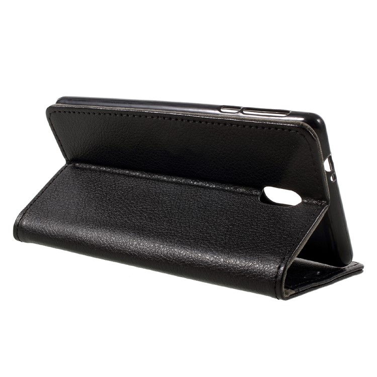 Lychee Texture Leather Wallet Stand Case Cover for Nokia 3 - Black-5