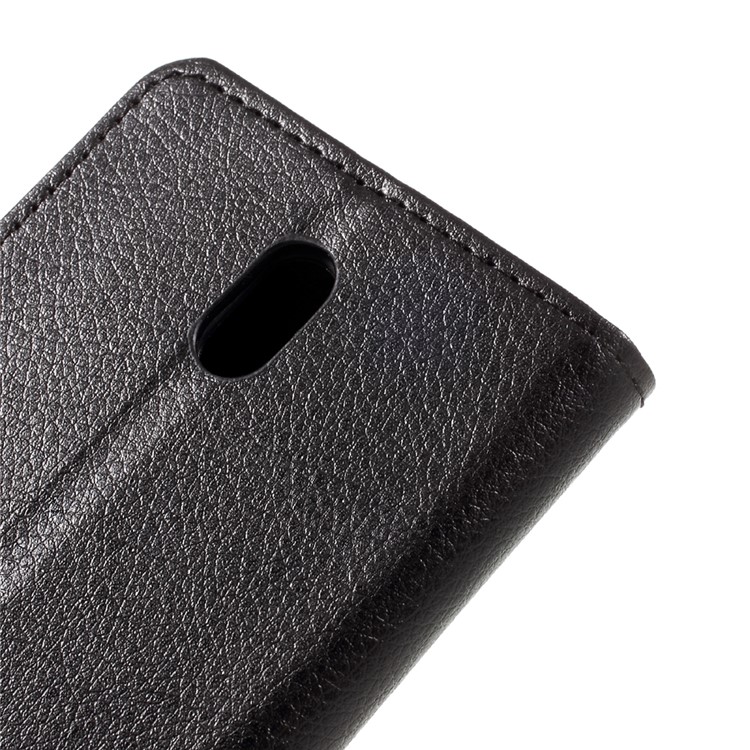 Lychee Texture Leather Wallet Stand Case Cover for Nokia 3 - Black-8