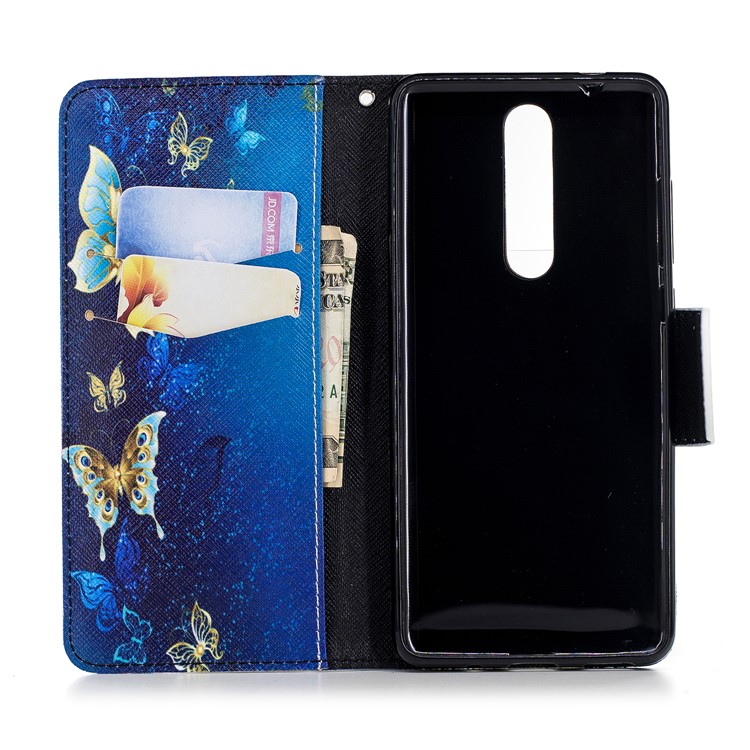 Pattern Printing Wallet Leather Case with Stand for Nokia 5.1 - Butterfly Pattern-8