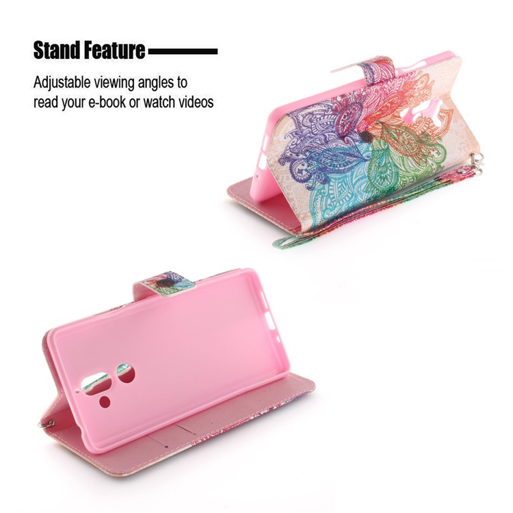 Pattern Printing Wallet Stand Leather Cover Protector for Nokia 7 plus - Paisley Flower-5
