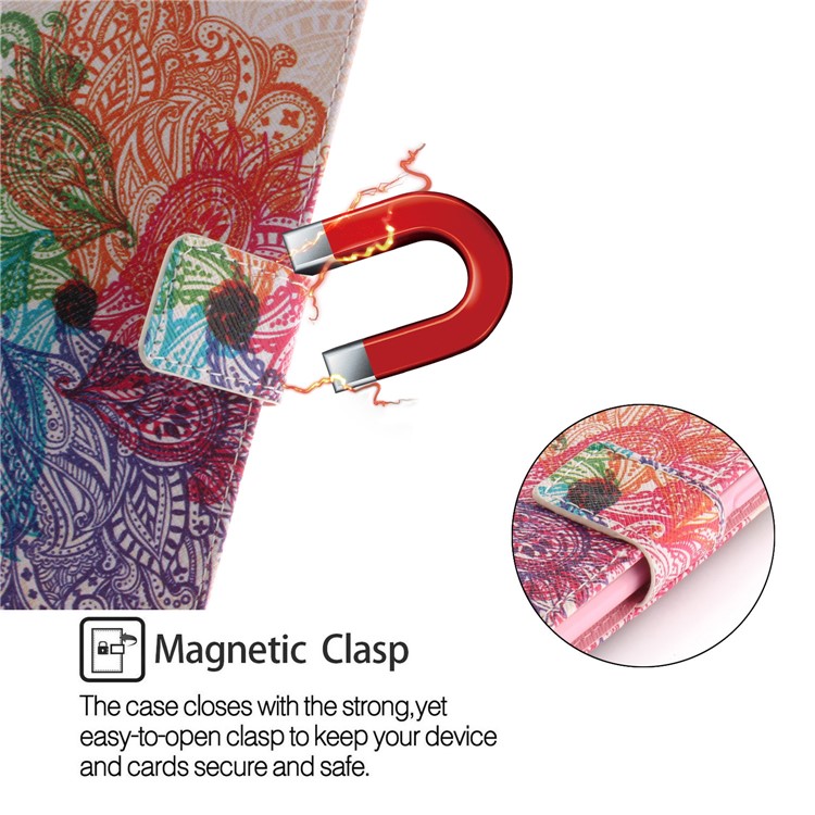 Pattern Printing Wallet Stand Leather Cover Protector for Nokia 7 plus - Paisley Flower-6