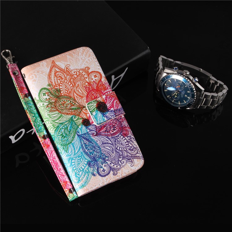 Pattern Printing Wallet Stand Leather Cover Protector for Nokia 7 plus - Paisley Flower-9