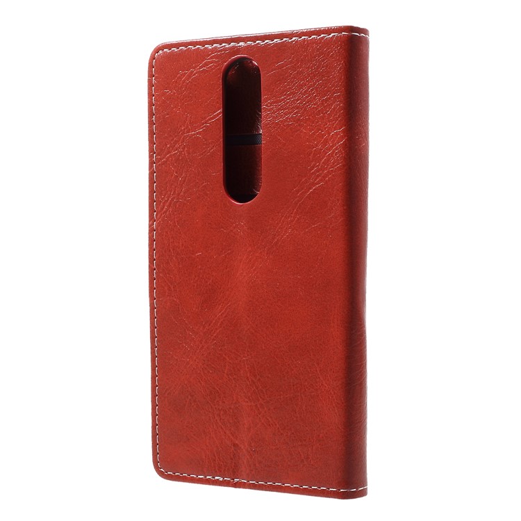 Vintage Crazy Horse Texture Wallet Leather Phone Case for Nokia 5.1 Plus / X5 - Red-2