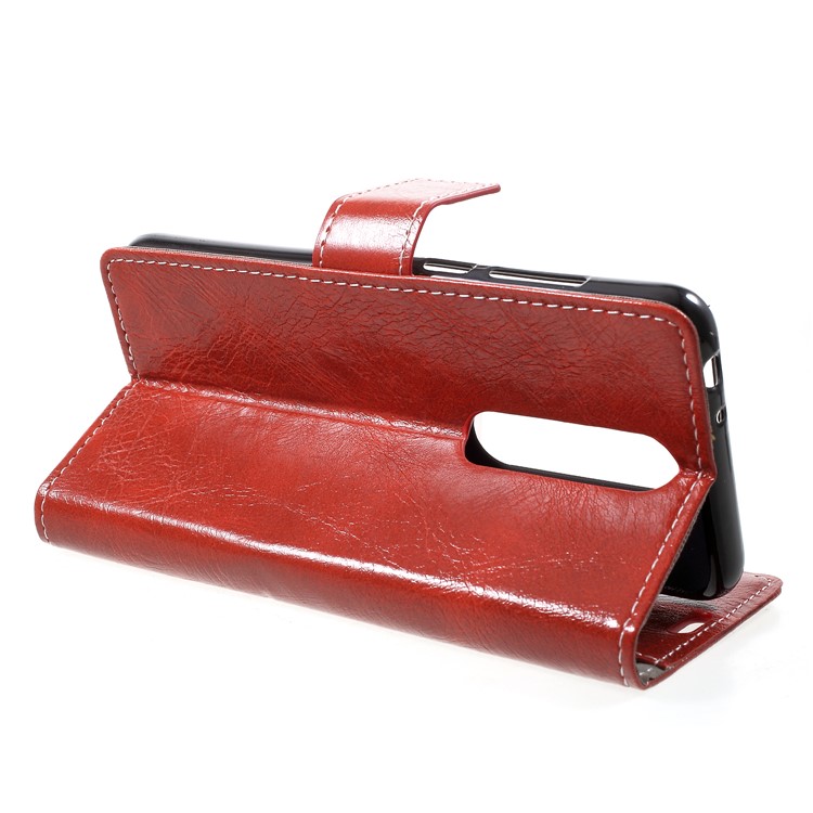 Vintage Crazy Horse Texture Wallet Leather Phone Case for Nokia 5.1 Plus / X5 - Red-3