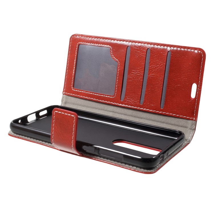 Vintage Crazy Horse Texture Wallet Leather Phone Case for Nokia 5.1 Plus / X5 - Red-5