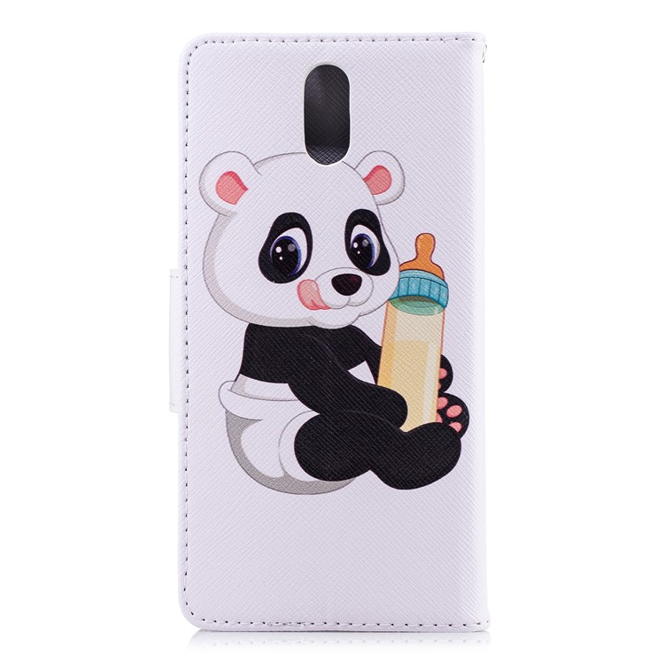 Pattern Printing Magnetic Leather Stand Cover for Nokia 3.1 - Panda Holding a Bottle-3