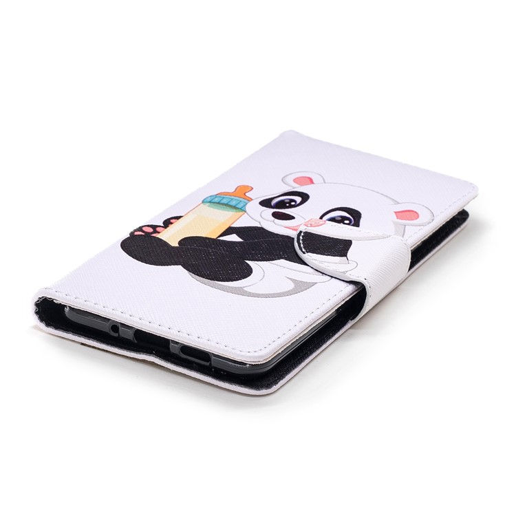 Pattern Printing Magnetic Leather Stand Cover for Nokia 3.1 - Panda Holding a Bottle-6