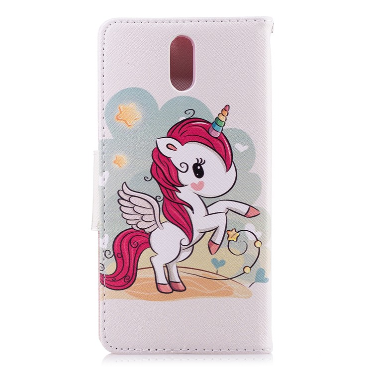 Pattern Printing Leather Stand Case with Card Slots for Nokia 3.1 - Unicorn Pattern-3
