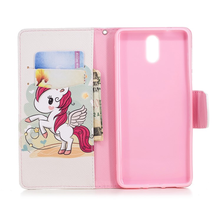 Pattern Printing Leather Stand Case with Card Slots for Nokia 3.1 - Unicorn Pattern-8